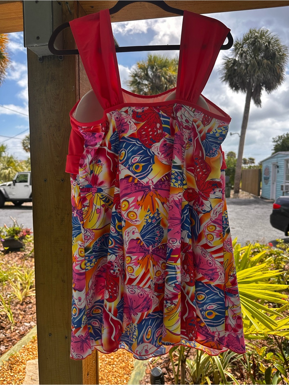 Red Tank-Style Top Floral Print Summer Dress - Picture 2 of 7